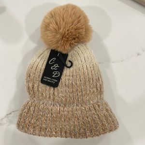 Ombré Beanie with Pom Pom - Taupe